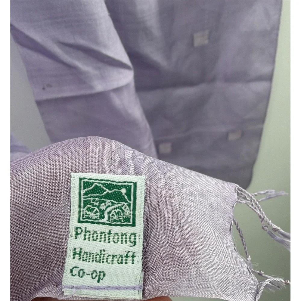 Phontong Handcraft  100% Silk Scarf with Fringe Festival Sari Saree‎ Lavender